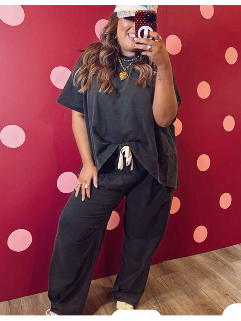 J.O.A. Black Wide-Leg Drawstring Pants